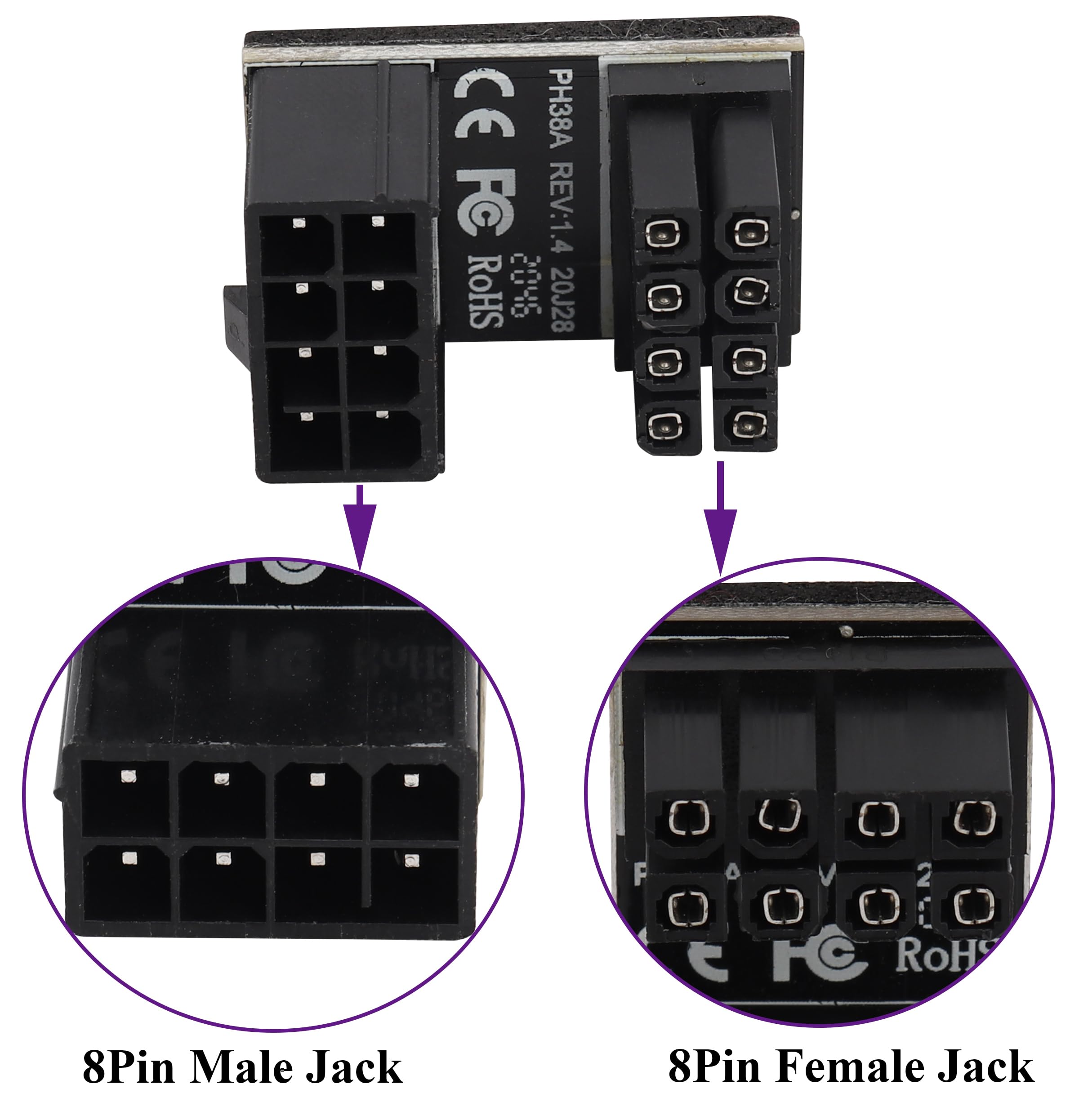 Amazon.com: AAOTOKK 2Pack 180 Degree ATX 8Pin Female to Male